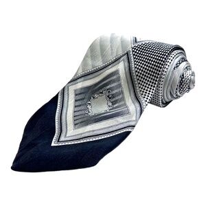MEN'S NECKTIE - BIELLA { TOTAL LENGHT: 61 " } SILVER & WHITE